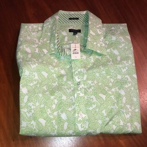 TALBOTS NWT Green White Paisley SIZE 14 Shirt TOP